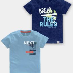 Codez Kids Blue Printed T-Shirt (Pack Of 2)-image-87