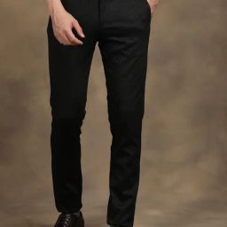 Turtle Black Slim Fit Checks Trousers-image-30