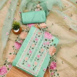 Rangtulika Ethnics Embroidered Art Silk Unstitched Dress Material-picture-16