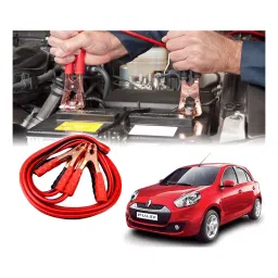 Auto Pearl 2.29 m (7.5 Ft) 500 A Heavy Duty Booster Anti Tangle Battery Jumper Cable for Renault Pulse (Pack of 2)-80