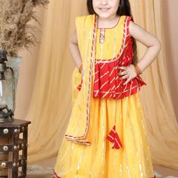 Here&Now X Kinder Kids Girls Printed Ready to Wear Lehenga & Blouse With Dupatta-image-34