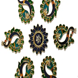 Kala Samarpan Blue & Green Metal Rangoli With Centerpiece-image-60