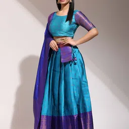 Payu Semi-Stitched Lehenga & Unstitched Blouse With Dupatta image 4