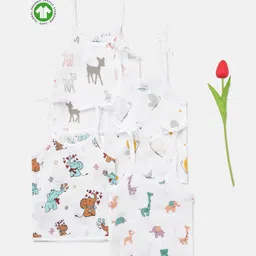 The Boo Boo Club Set of 4 Organic Cotton Sleeveless Animals Print Vests - Orange-picture-46