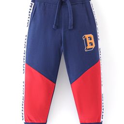 Babyhug Cotton Looper Knit Full Length Text Printed Cut & Sew Lounge Pant - Navy Blue & Red-picture-14
