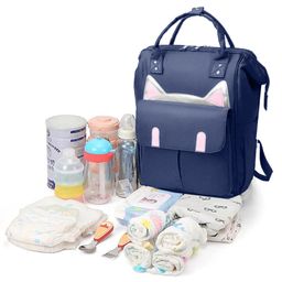 Babymoon Multifunction Diaper Backpack Style Kitty Print Diaper Bag - Blue-image-87