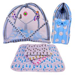 Babytoons Baby Premium Cotton Bedding Set | Play Gym Bed | Sleeping Bag | Waterproof Sheets (Blue, 0-12 Months)-17