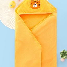 Babyhug Hooded Terry Towel Tiger Embroidery L 75 x B 75 cm - Yellow-image-92