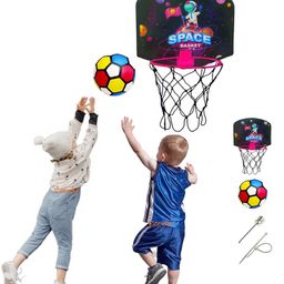 Sarvda Space Theme Basketball Game Playset with Adjustable Wall Mounted Hanging Board & Hoop - Multicolor-0