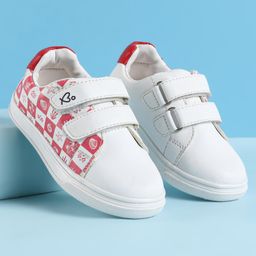 Babyoye Casual Shoes with Velcro Closure Sea Life Theme Print - Red & White-image-68