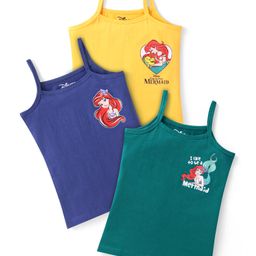 Babyhug Disney Knit Sleeveless Slips With Disney Princess Graphics Pack of 3 - Yellow Blue & Green-20
