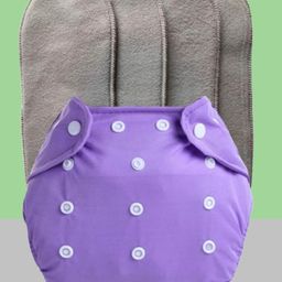 The Cheeky Kidzz Baby Reusable Cloth Diaper Adjustable Diaper Nappies & Bamboo Microfiber Inserts (Purple)-27
