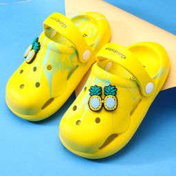 Babyoye Clogs with Back Strap & Fruit Applique - Yellow-image-61
