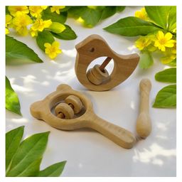 neemtoys Combo of Rattles & Teether - Dove, Mickey Head & Dumbbell Shapes-20