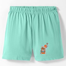 Tango Single Jersey Knit Knee Length Shorts With Teddy Bear Print - Sea Green-image-77