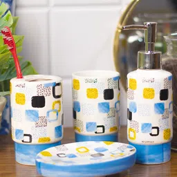 Voncasa Bathroom Set of 4 - Multiple Square Print - 240 ml-picture-16