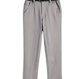CAVIO Lycra Blend Solid Trousers With Belt - Grey-image-2