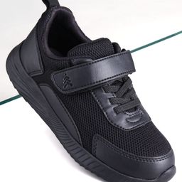 Pine Kids School Shoes with Velcro Closure - Black-image-95
