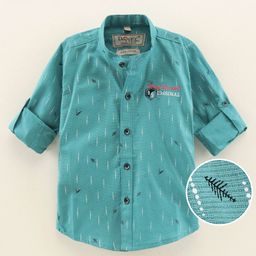 Dapper Dudes Full Sleeves Abstract Printed Shirt - Peacock Blue-image-64
