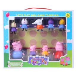 Domenico Pig Family 9-Piece Figurine Set with Movable Arms & Legs Cute Cartoon Character Toy Figures for Kids | Action Playset for Storytelling & Gifting-image-5