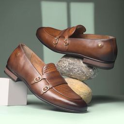 Hush Puppies Men Textured Leather Monks-image-97