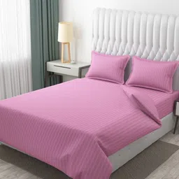 Galaxy Home Decor Pink Striped 210 TC KingBedsheet Set- 2.28 m x 2.28 m-image-65