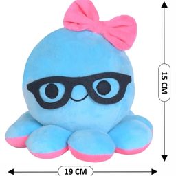 Lattice Plush Octopus with Head Ribbon and Spectacles Blue - Length 15 cm image 2