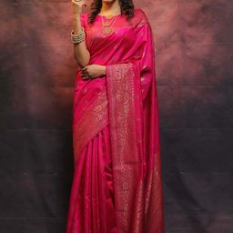 DIVASTRI Ethnic Motifs Woven Design Zari Banarasi Saree-image-66