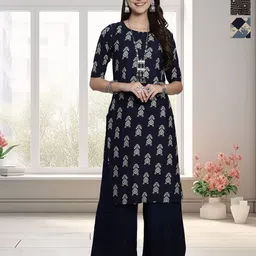 HERE&NOW Women Pack Of 2 Ethnic Motifs Printed Crepe Straight Kurta-image-75