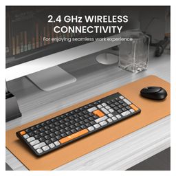 Portronics POR-2077 Key7 Combo Wireless Keyboard & Mouse Set with 2.4 GHz USB Receiver 10m Working Range 12 Shortcut Keys Adjustable DPI 10 Million Key Life and Click Life for PC Laptop Mac-Black and Orange image 3
