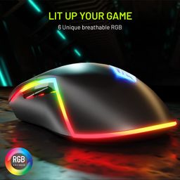Archer Tech Lab Recurve 500 Wired Gaming Mouse with 8000 DPI and 7 Buttons, 6 Mode RGB, Gaming Sensor, 10mn HUYU Switchs with Ergonomic Design, Compatible with PC/Mac - Black image 3