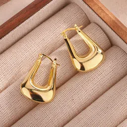 Jewels Galaxy Stainless Steel Gold-Plated Contemporary Hoop Earrings-image-41