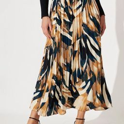 ZWERLON Women Printed Pleated Maxi A-Line Skirt-image-82