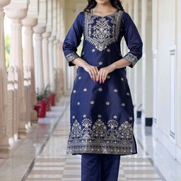 SKYLEE Women Regular Kurta with Trousers & With Dupatta image 2