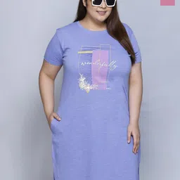 IN Love Pack of 2 Women Plus Size Front Printed Cotton Nighty Chemise-picture-20