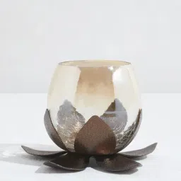 Westside Home Brown Lotus Tealight Candle Stand-image-41