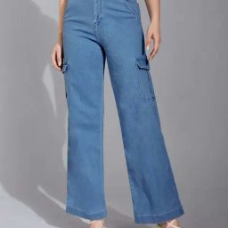 Life With Pockets Blue Plain High-Rise Jeans-image-82