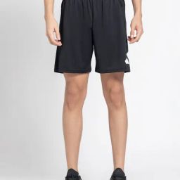 adidas Black Regular Fit Logo Print Training Shorts-image-57