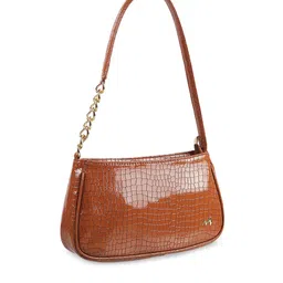 Metro Tan Textured Structured Shoulder Bag image 3