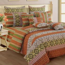 Swayam Brown Cotton Motif Double Bed Sheets 2 Pillow Covers-picture-25