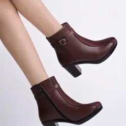 Shoetopia Women's Brown Casual Boots-picture-19