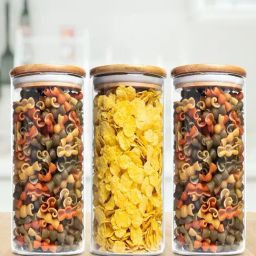 ALLO Transparent Borosilicate Glass Round Jar with Wooden Lid - Set of 3 (600 ml)-28