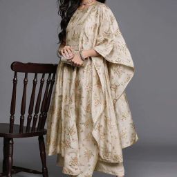 Libas Grey Printed Kurta Palazzo Set With Dupatta image 4