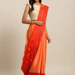 Vastranand Orange & Red Saree With Unstitched Blouse-picture-40