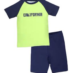 Kiddopanti Boys Neon Green & Navy Printed T-Shirt with Shorts-2