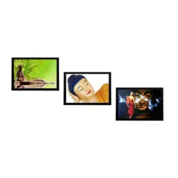 eCraftIndia Set Of 3 Lord Buddha Satin Matt Texture UV Art Painting-14