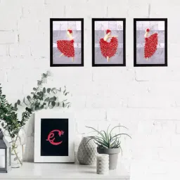eCraftIndia Set Of 3 Dancing Girl Postures Satin Matt Texture UV Art Painting-23