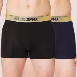 Underjeans By Spykar Multi Regular Fit Trunks - Pak of 2-image-9