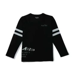 Palm Tree Kids Black & White Cotton Printed Full Sleeves T-Shirts-image-77