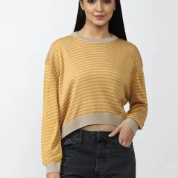 Forever 21 Yellow & Grey Striped Sweater-image-84